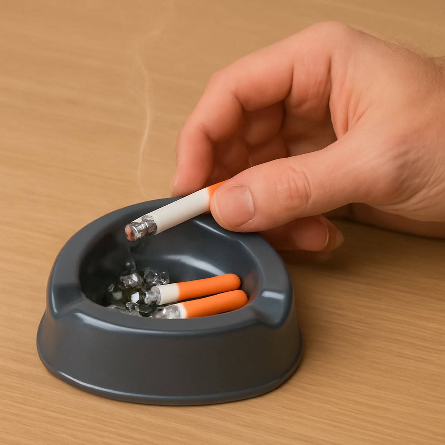 Oblivion Durable Plastic Ashtray with Wide Bowl and Triple Cigarette Holder Slots (1 pc) Oblivion Durable Plastic Ashtray with Wide Bowl and Triple Cigarette Holder Slots (1 pc)